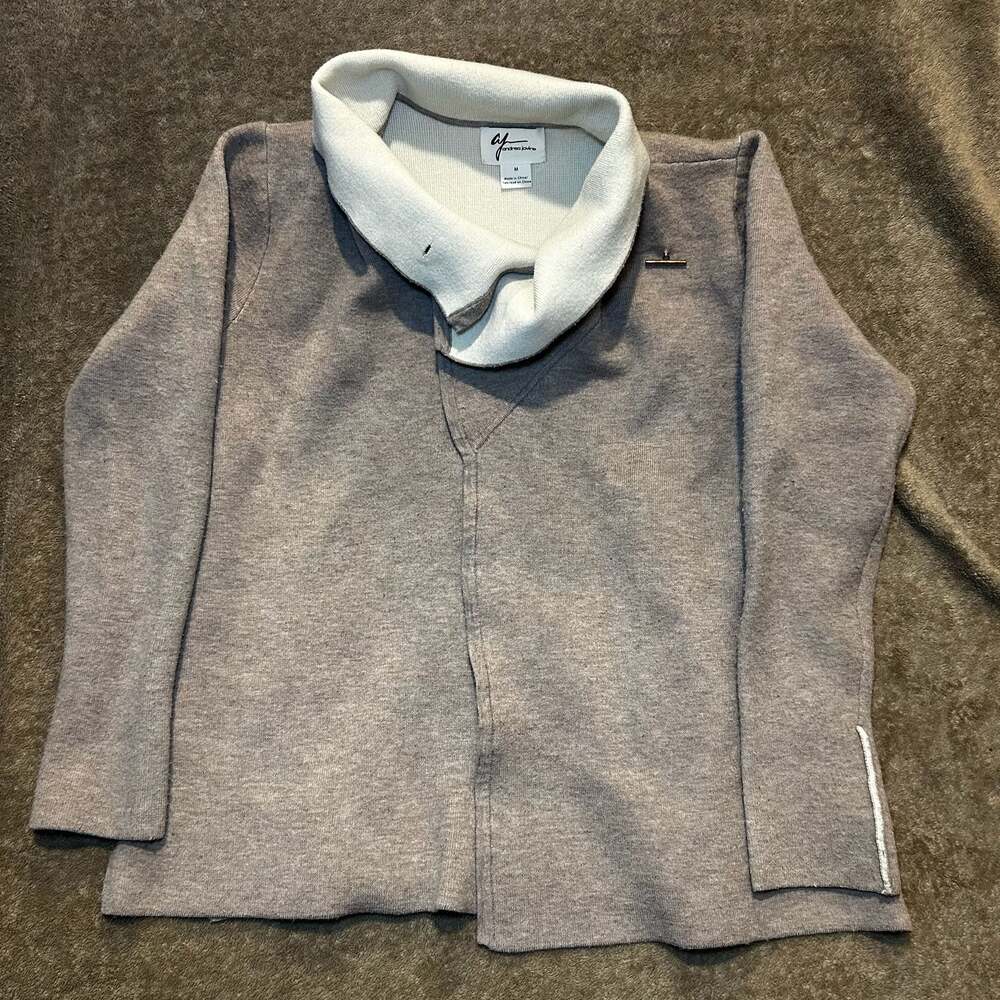 Andrea Jovine Women's Beige Mock Neck Knit Sweater, Size Medium